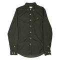 FARAH Slim Fit Mens Corduroy Shirt Green Long Sleeve S