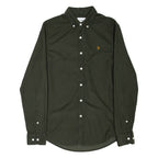 FARAH Slim Fit Mens Corduroy Shirt Green Long Sleeve S