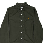 FARAH Slim Fit Mens Corduroy Shirt Green Long Sleeve S