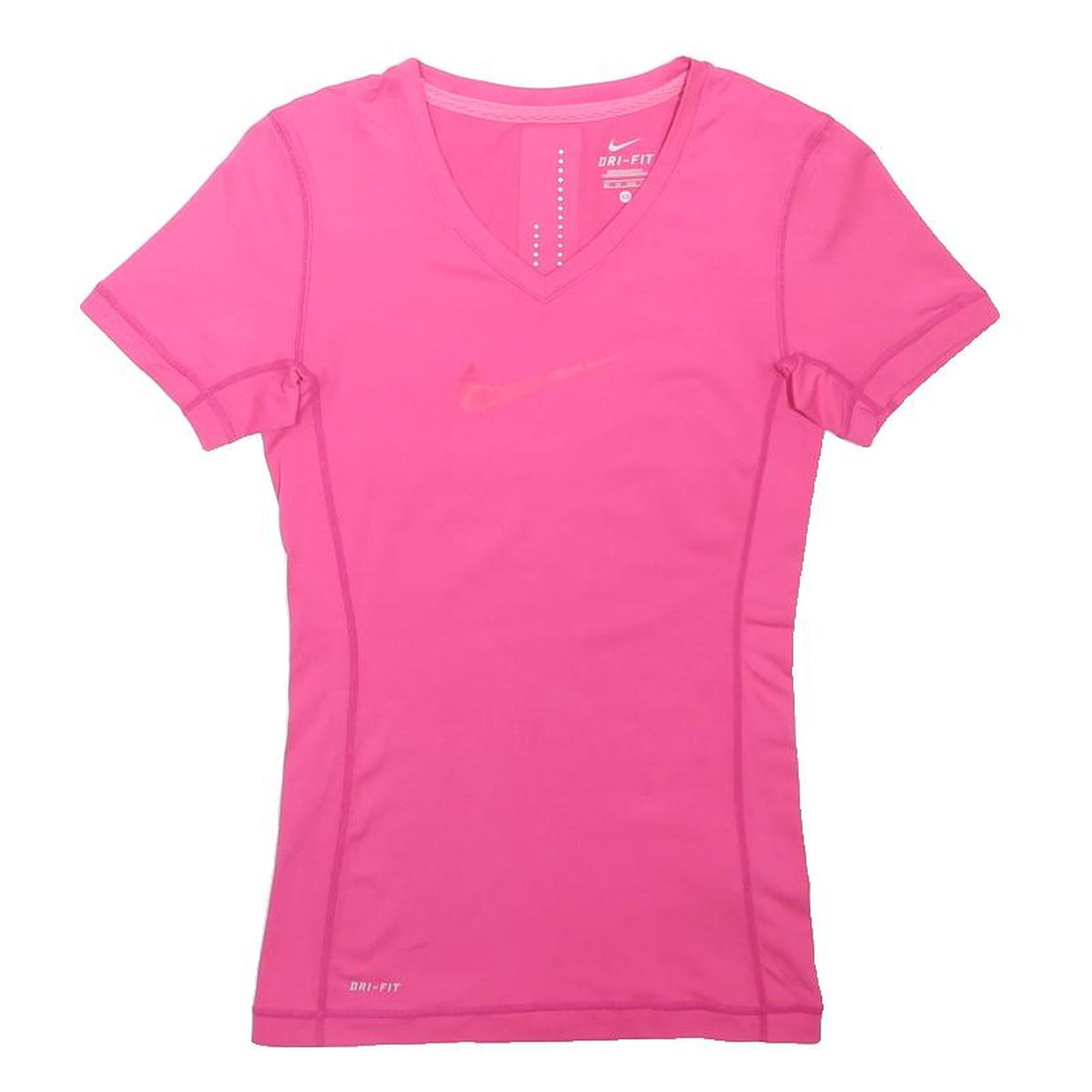 NIKE Womens Pink Performance T-Shirt XS Short Sleeve V-Neck Dri-FIT Activewear