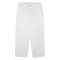 DICKIES Mens Cotton Blend White Relaxed Straight Trousers W34 L32 Workwear Zip