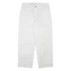 DICKIES Mens Cotton Blend White Relaxed Straight Trousers W34 L32 Workwear Zip