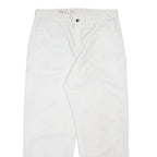 DICKIES Mens Cotton Blend White Relaxed Straight Trousers W34 L32 Workwear Zip