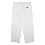 DICKIES Mens Cotton Blend White Relaxed Straight Trousers W34 L32 Workwear Zip