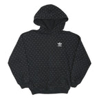 ADIDAS Womens Black Hoodie UK 6 Cotton Blend Hooded Sweatshirt