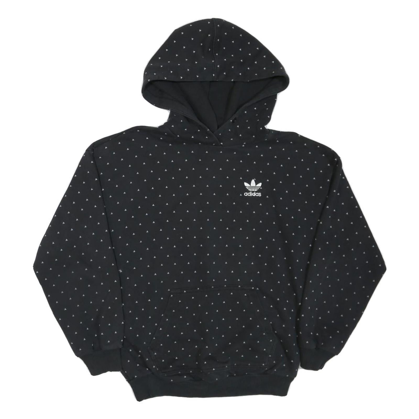 ADIDAS Womens Black Hoodie UK 6 Cotton Blend Hooded Sweatshirt