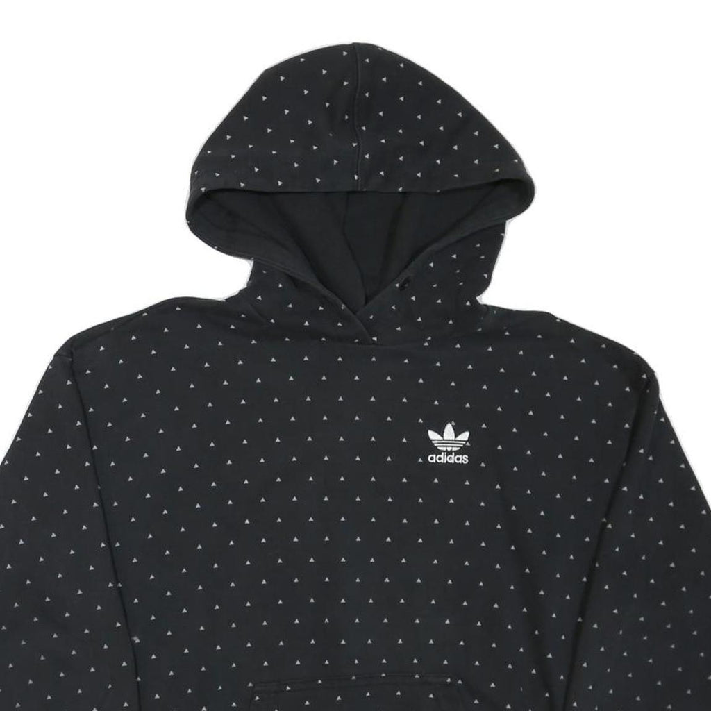 ADIDAS Womens Black Hoodie UK 6 Cotton Blend Hooded Sweatshirt