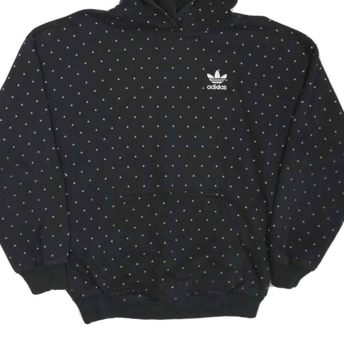 ADIDAS Womens Black Hoodie UK 6 Cotton Blend Hooded Sweatshirt