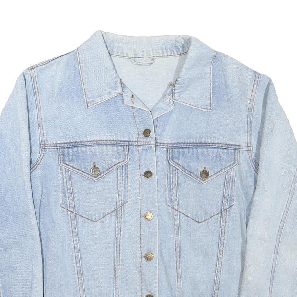 Womens Blue Denim Style Cotton Blend Jacket M Button Closure Classic Fit