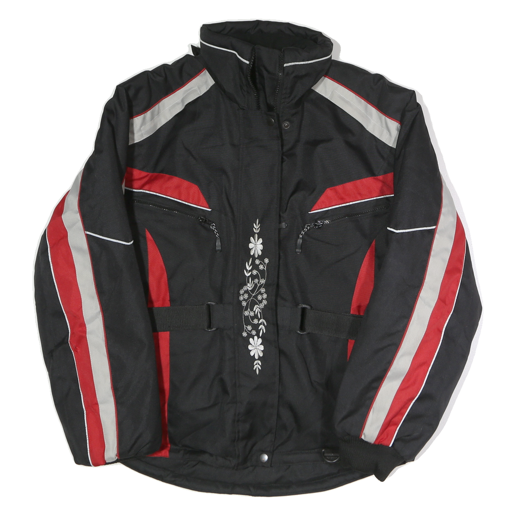 Womens Black & Red Polyester Blend Zip Up Outdoor Jacket L Woven Sportwear