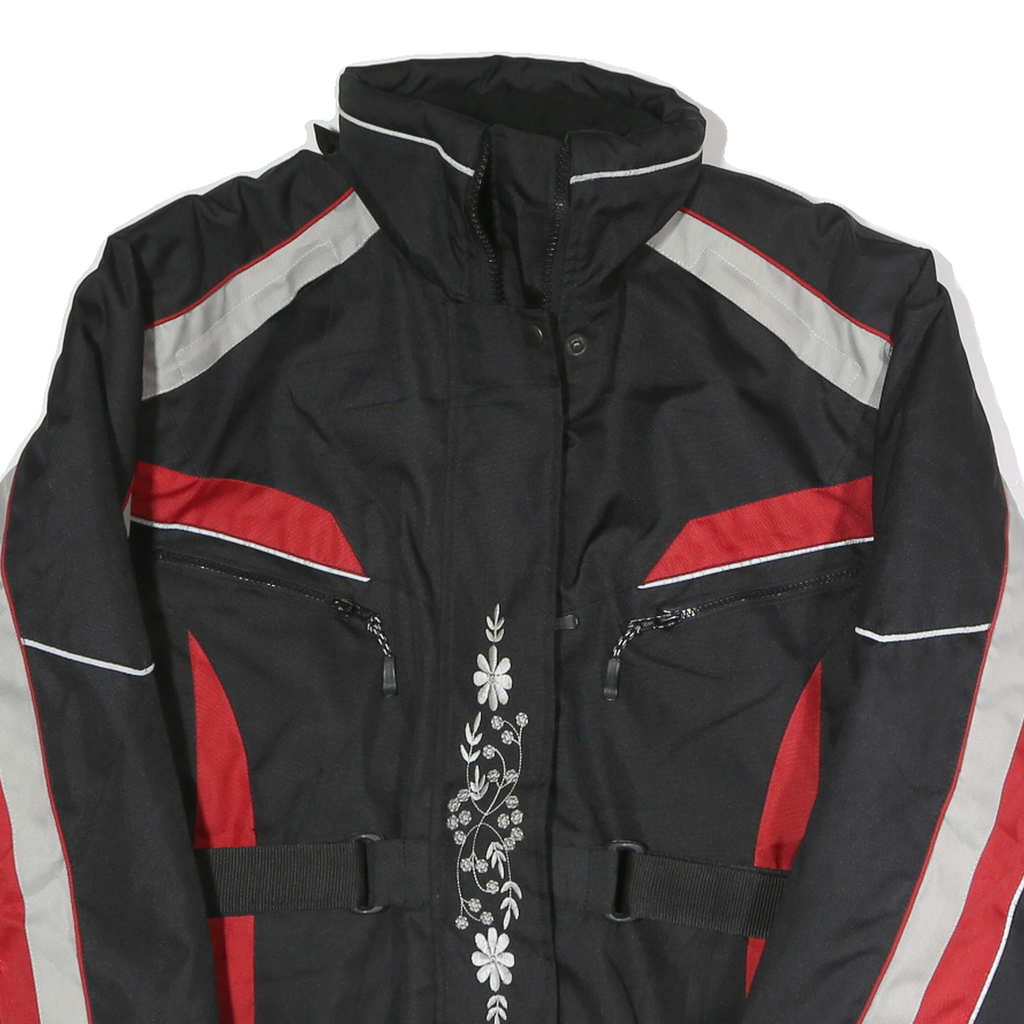 Womens Black & Red Polyester Blend Zip Up Outdoor Jacket L Woven Sportwear