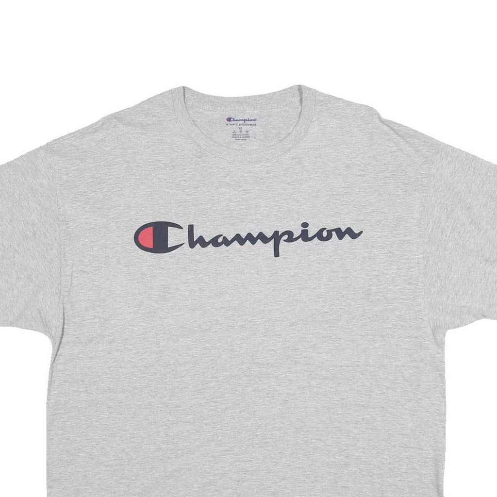 CHAMPION Mens Grey Graphic T-Shirt XL Short Sleeve Crew Neck Cotton Comfort