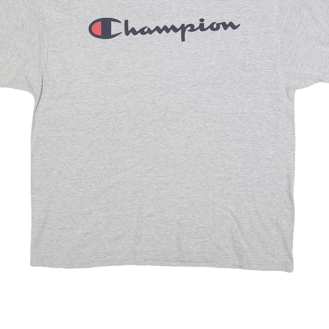 CHAMPION Mens Grey Graphic T-Shirt XL Short Sleeve Crew Neck Cotton Comfort