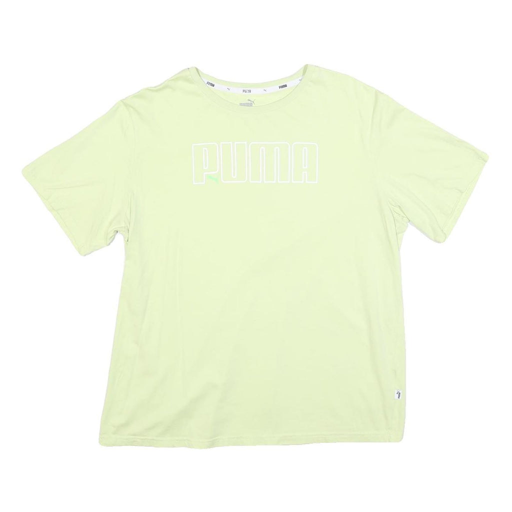 PUMA Womens Light Green T-Shirt L Short Sleeve Crew Neck Casual Logo Print