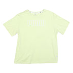 PUMA Womens Light Green T-Shirt L Short Sleeve Crew Neck Casual Logo Print