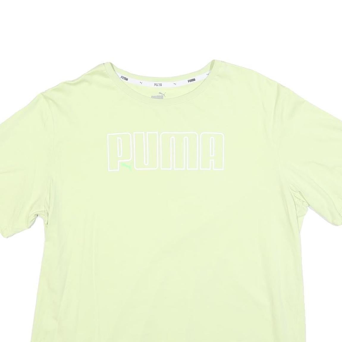 PUMA Womens Light Green T-Shirt L Short Sleeve Crew Neck Casual Logo Print