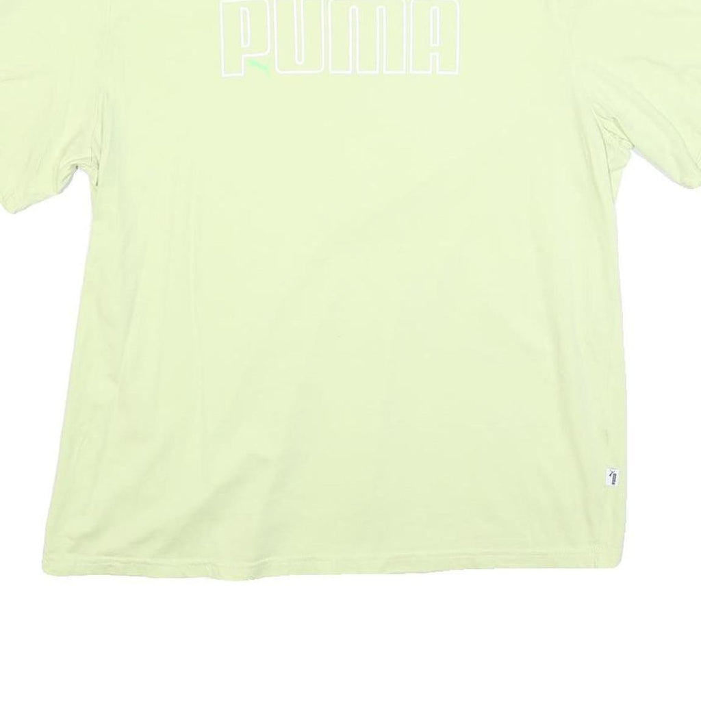 PUMA Womens Light Green T-Shirt L Short Sleeve Crew Neck Casual Logo Print