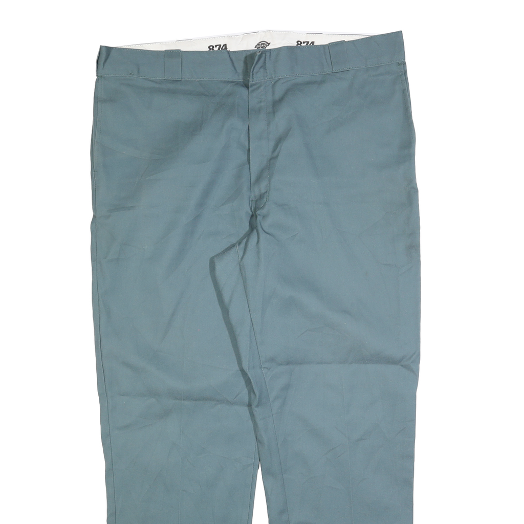 DICKIES Mens Cotton Blend Blue Regular Fit Straight Leg Trousers W40 L32