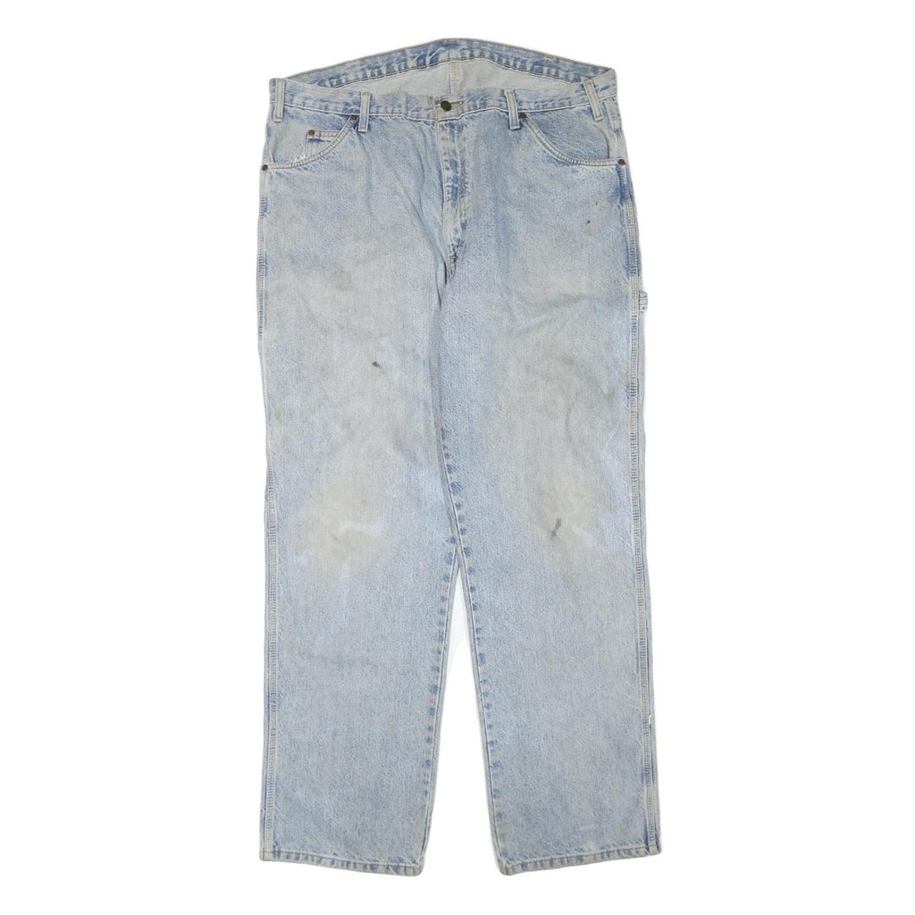 DICKIES Mens Regular Fit Light Blue Denim Jeans W40 L34 Zip Closure Casual Wear