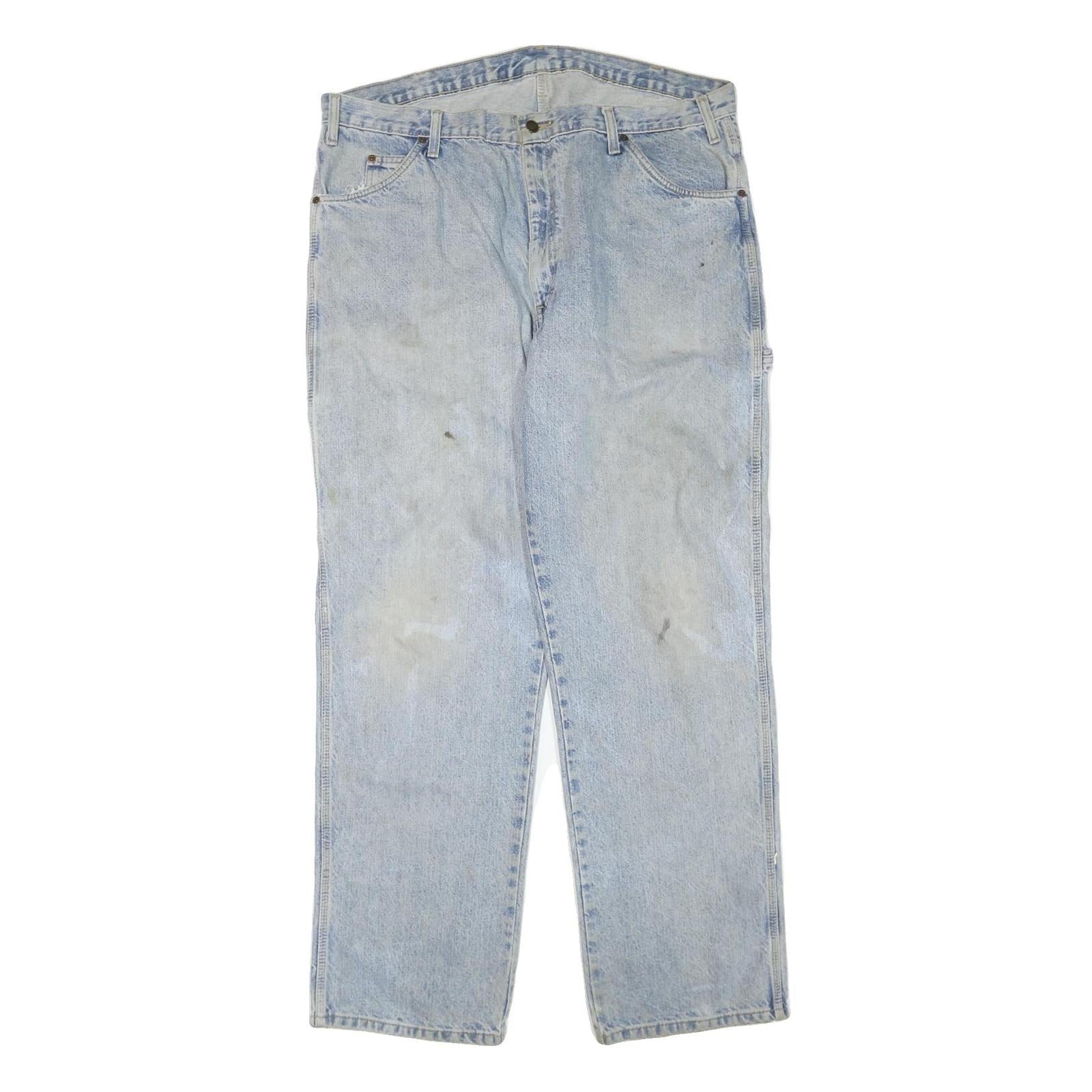 DICKIES Mens Regular Fit Light Blue Denim Jeans W40 L34 Zip Closure Casual Wear