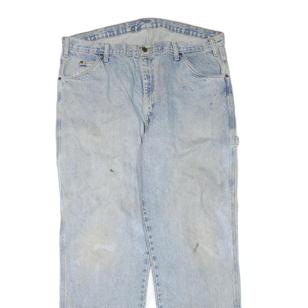 DICKIES Mens Regular Fit Light Blue Denim Jeans W40 L34 Zip Closure Casual Wear