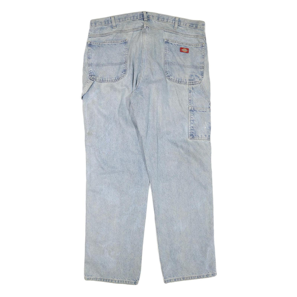 DICKIES Mens Regular Fit Light Blue Denim Jeans W40 L34 Zip Closure Casual Wear