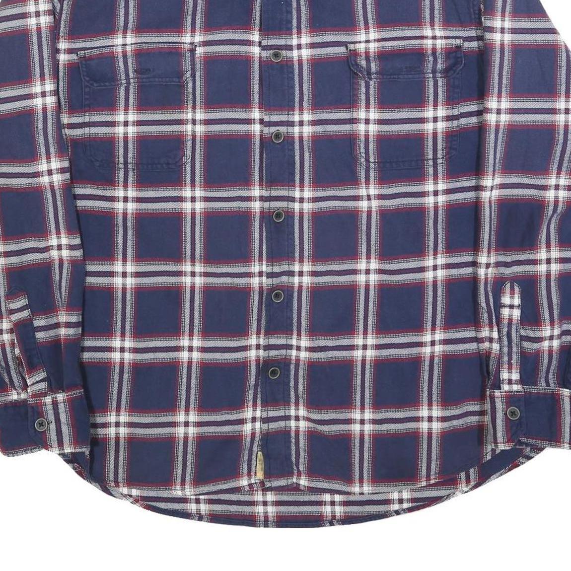 JACHS Mens Blue & White Check Shirt 2XL Cotton Blend Long Sleeve Button