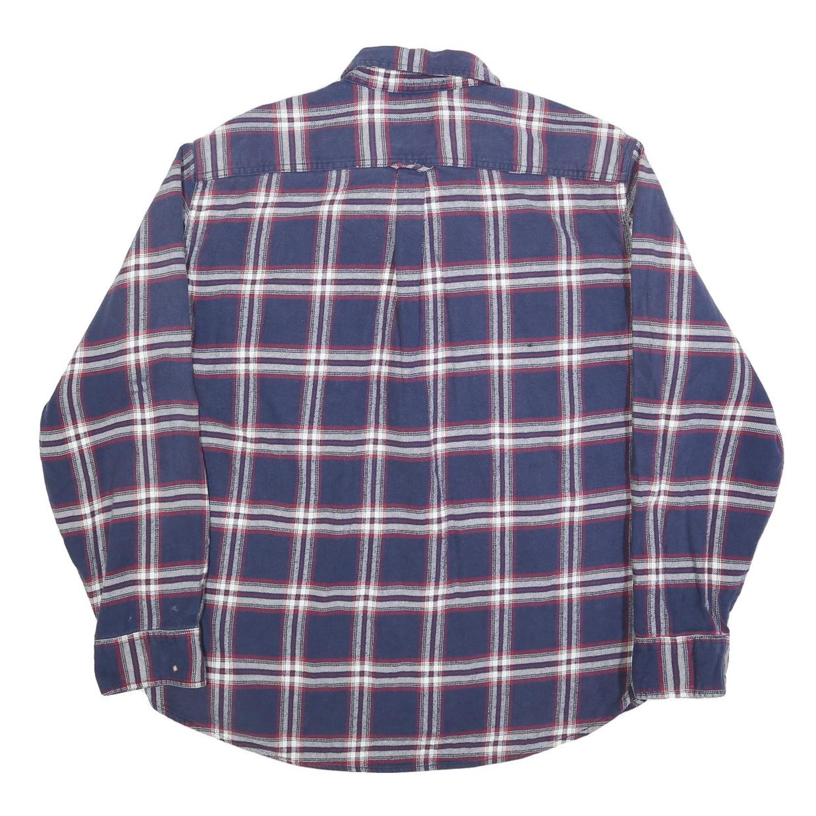 JACHS Mens Blue & White Check Shirt 2XL Cotton Blend Long Sleeve Button