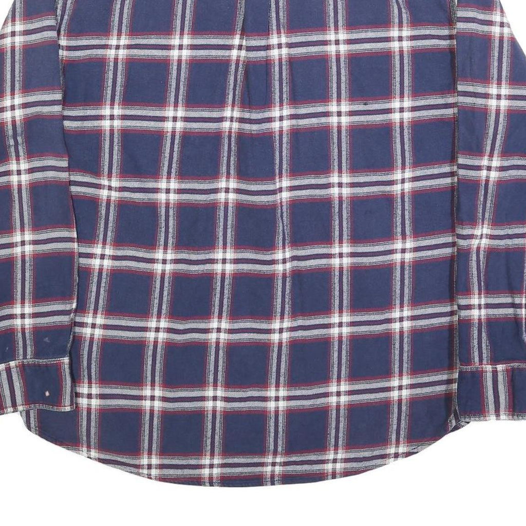 JACHS Mens Blue & White Check Shirt 2XL Cotton Blend Long Sleeve Button