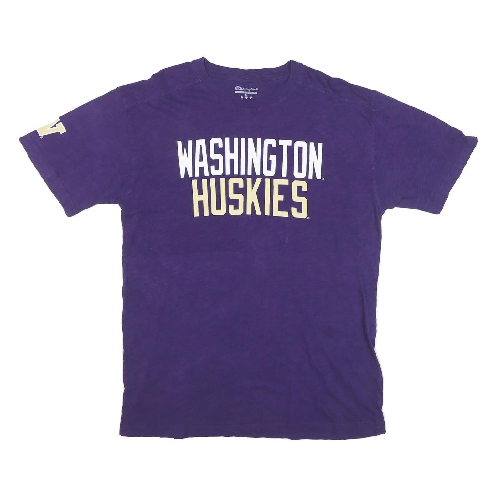 CHAMPION Mens Purple Washington Huskies Graphic T-Shirt L Short Sleeve Crew Neck
