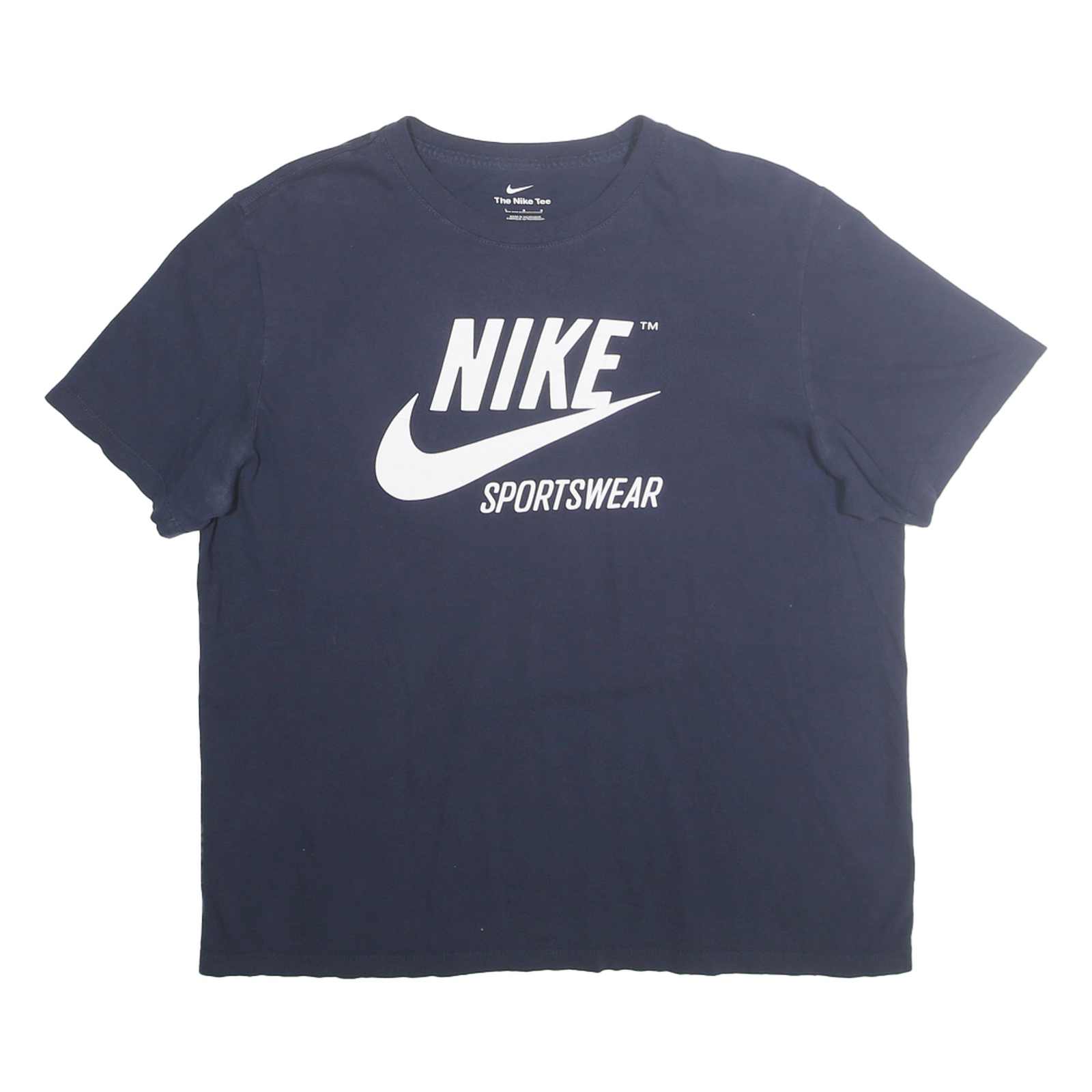 NIKE Mens Navy Blue Sportswear Logo T-Shirt L Short Sleeve Crew Neck Cotton
