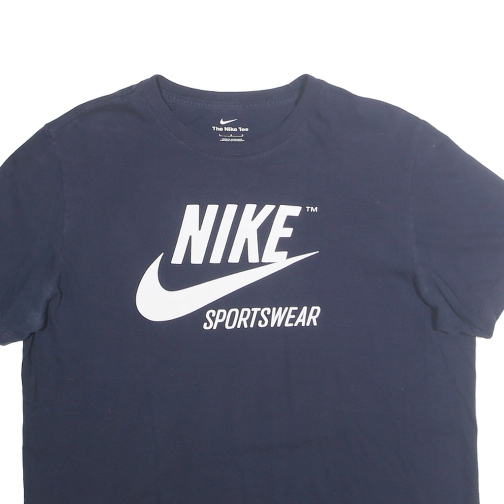 NIKE Mens Navy Blue Sportswear Logo T-Shirt L Short Sleeve Crew Neck Cotton