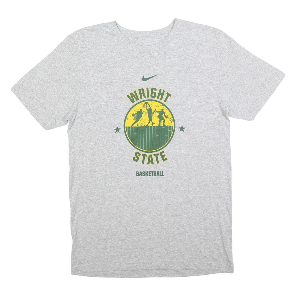 NIKE Mens Grey & Yellow Wright State Basketball Graphic T-Shirt S Short Sleeve