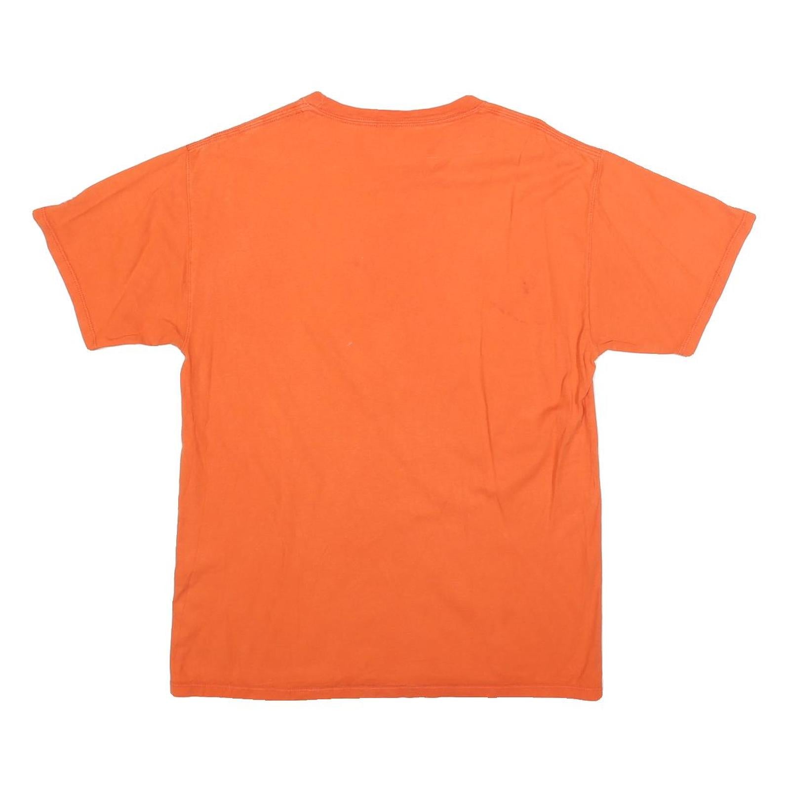 CHAMPION Mens Orange Cotton Blend T-Shirt M Short Sleeve Crew Neck Logo Print
