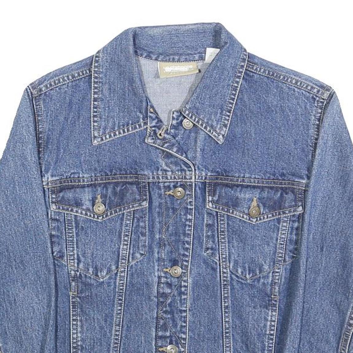 LIZ CLAIBORNE Womens Blue Denim Jacket S Cotton Classic Button Closure Casual