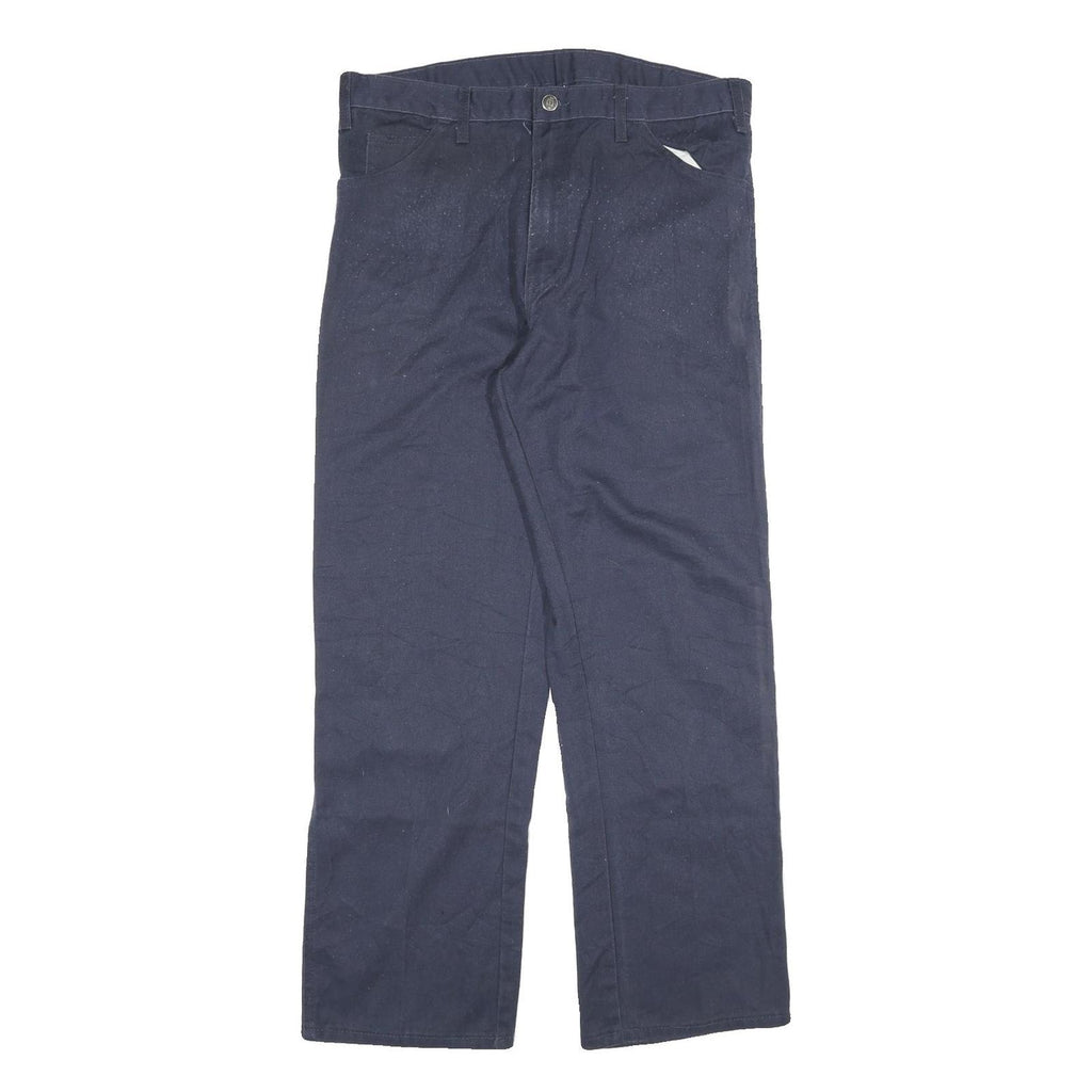 DICKIES Mens Cotton Blend Blue Regular Straight Trousers W34 L30 Workwear Zip