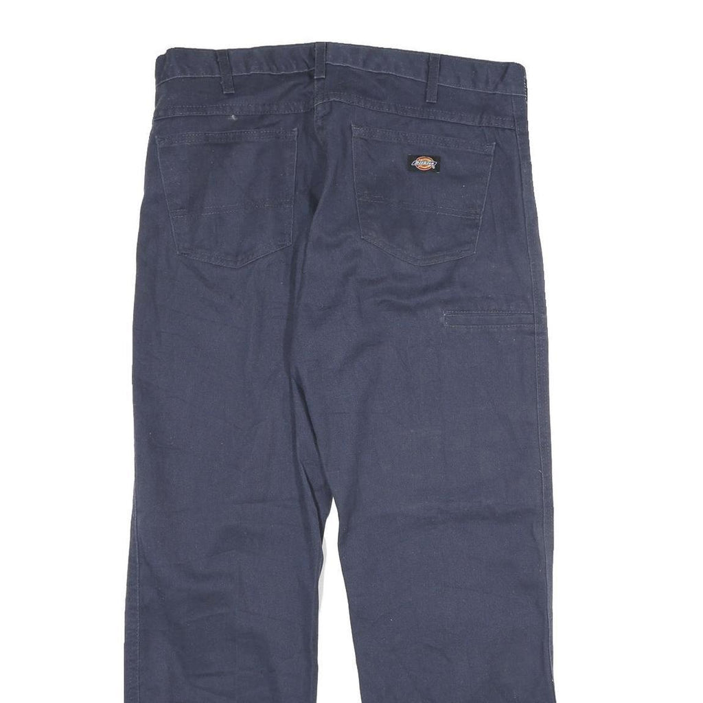 DICKIES Mens Cotton Blend Blue Regular Straight Trousers W34 L30 Workwear Zip