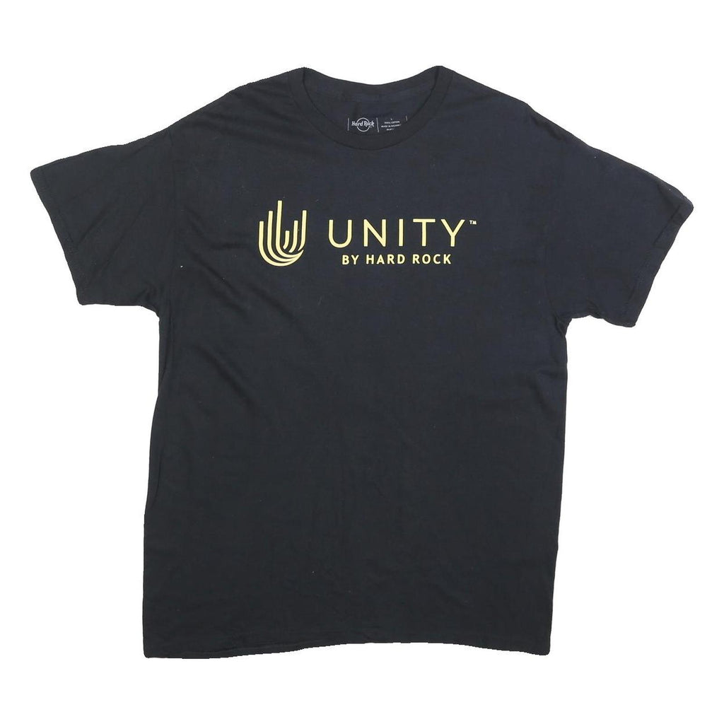 HARD ROCK CAFE Mens Black Unity Graphic T-Shirt L Short Sleeve Crew Neck Cotton