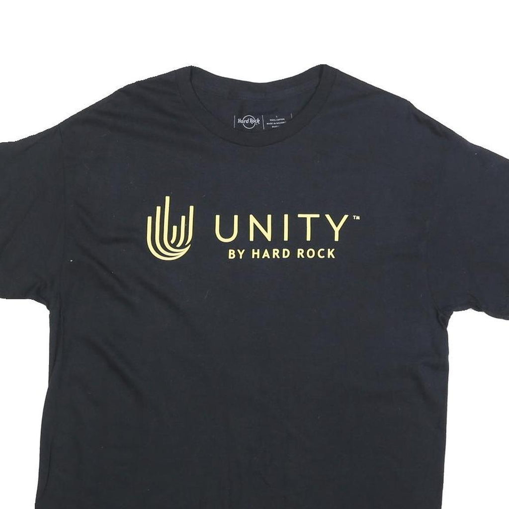 HARD ROCK CAFE Mens Black Unity Graphic T-Shirt L Short Sleeve Crew Neck Cotton