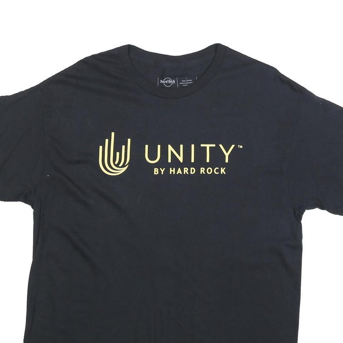 HARD ROCK CAFE Mens Black Unity Graphic T-Shirt L Short Sleeve Crew Neck Cotton