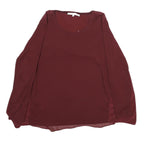 GERARD DAREL Womens Maroon Long Sleeve Round Neck Plain Top XS Elegant