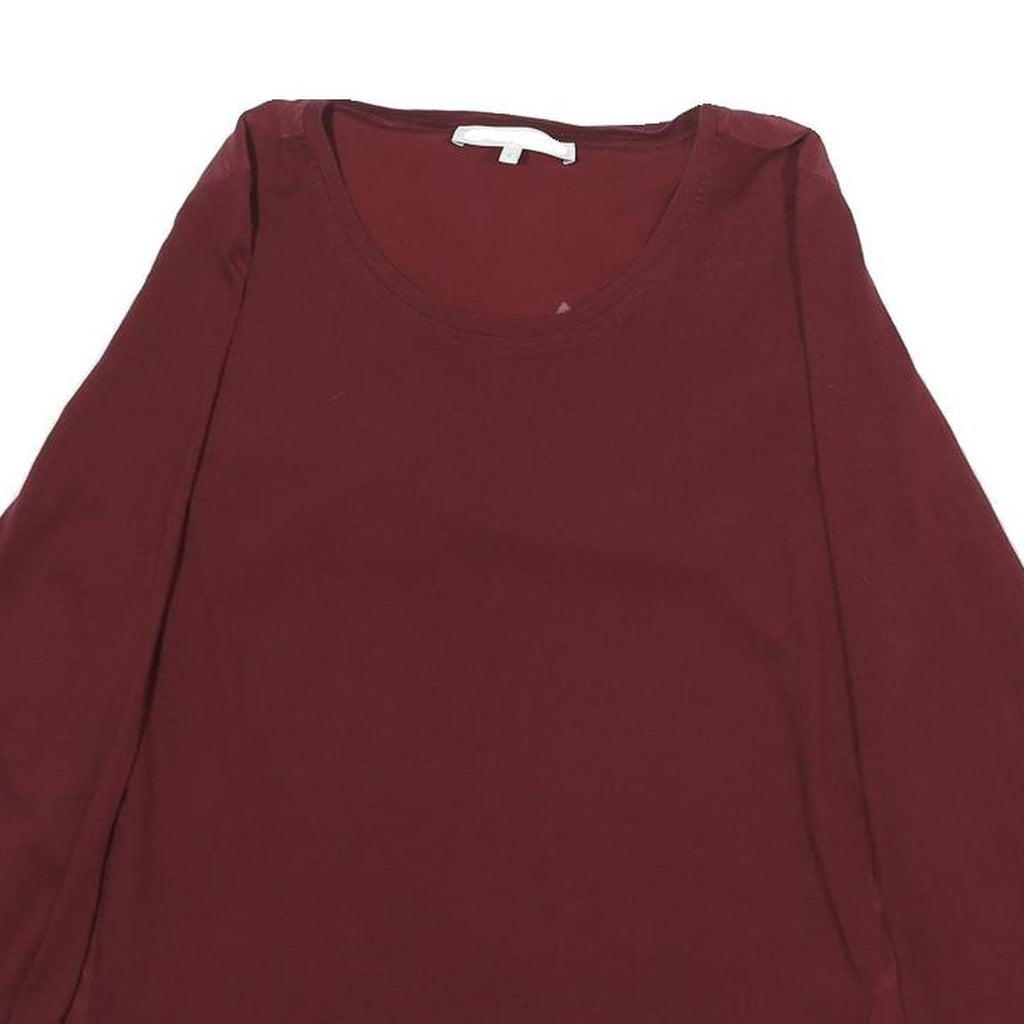 GERARD DAREL Womens Maroon Long Sleeve Round Neck Plain Top XS Elegant