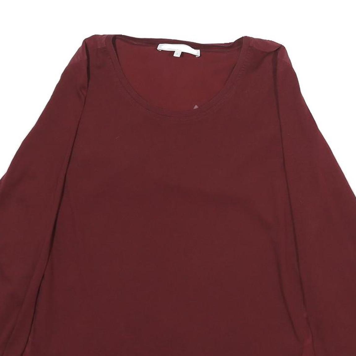 GERARD DAREL Womens Maroon Long Sleeve Round Neck Plain Top XS Elegant