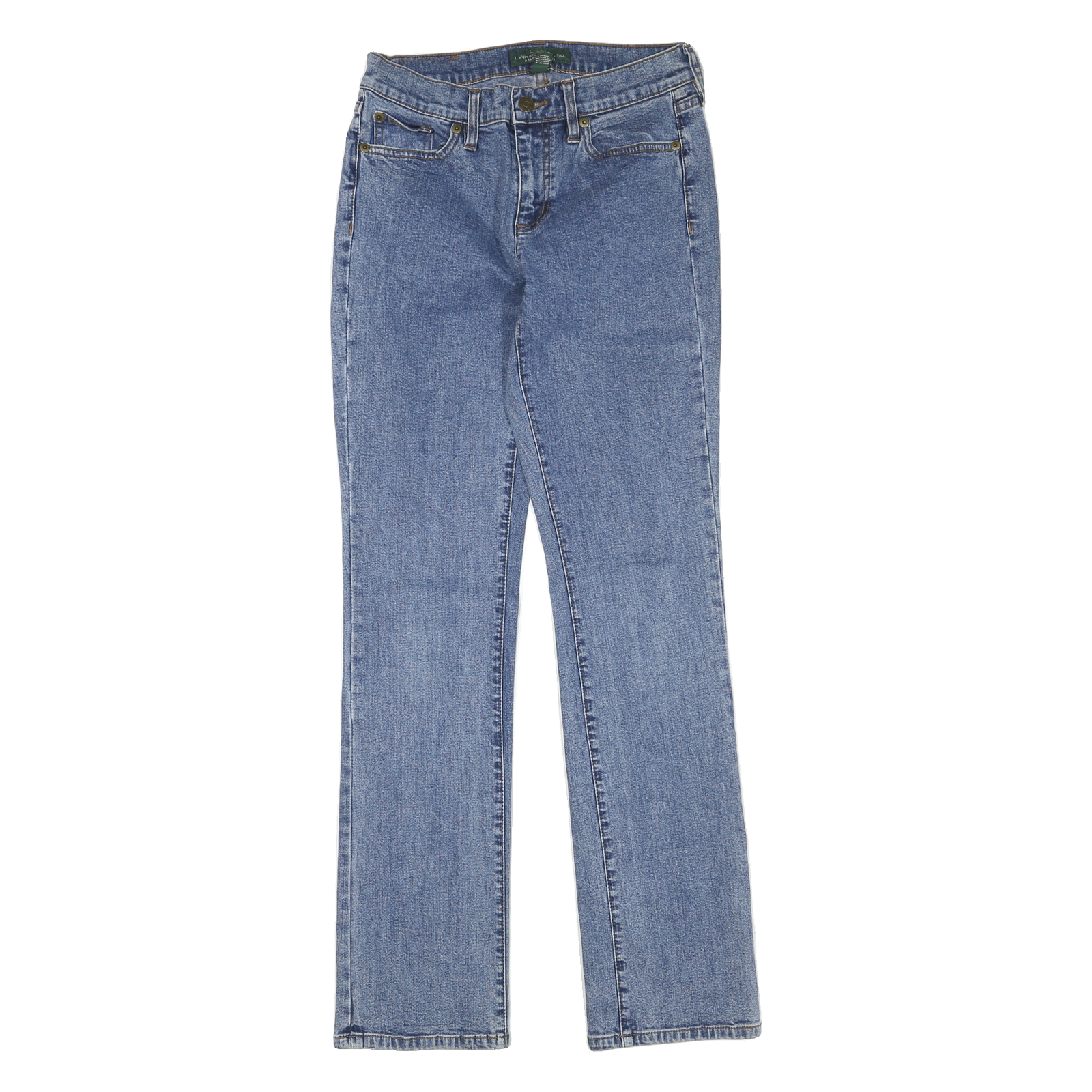 LAUREN RALPH LAUREN Womens Regular Fit Blue Denim Jeans W26 L30 Zip Closure