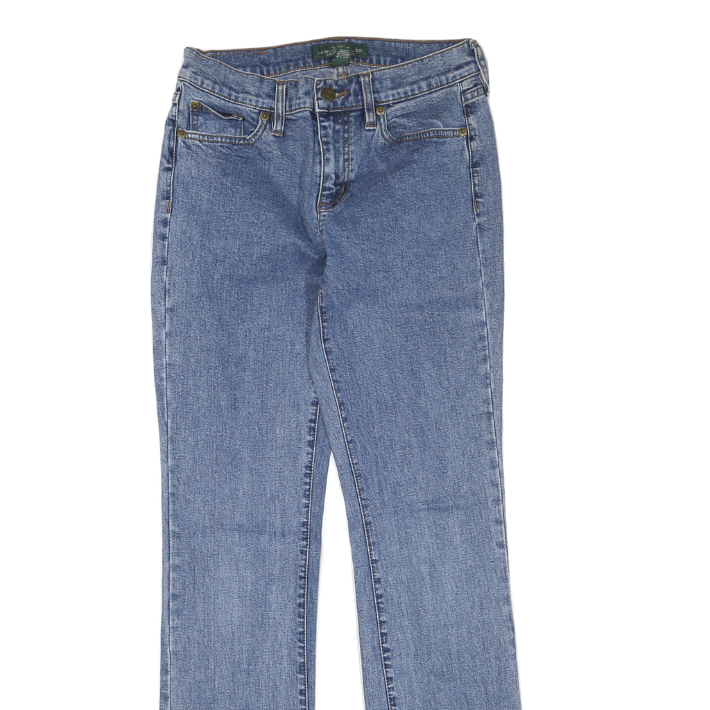 LAUREN RALPH LAUREN Womens Regular Fit Blue Denim Jeans W26 L30 Zip Closure