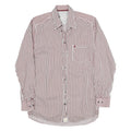 PIERRE CARDIN Mens Red & White Striped Shirt S Cotton Blend Classic Fit