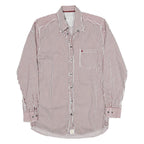 PIERRE CARDIN Mens Red & White Striped Shirt S Cotton Blend Classic Fit