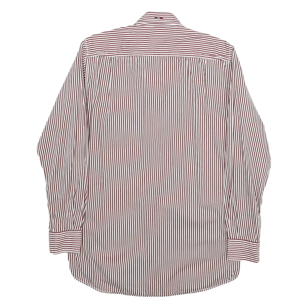 PIERRE CARDIN Mens Red & White Striped Shirt S Cotton Blend Classic Fit