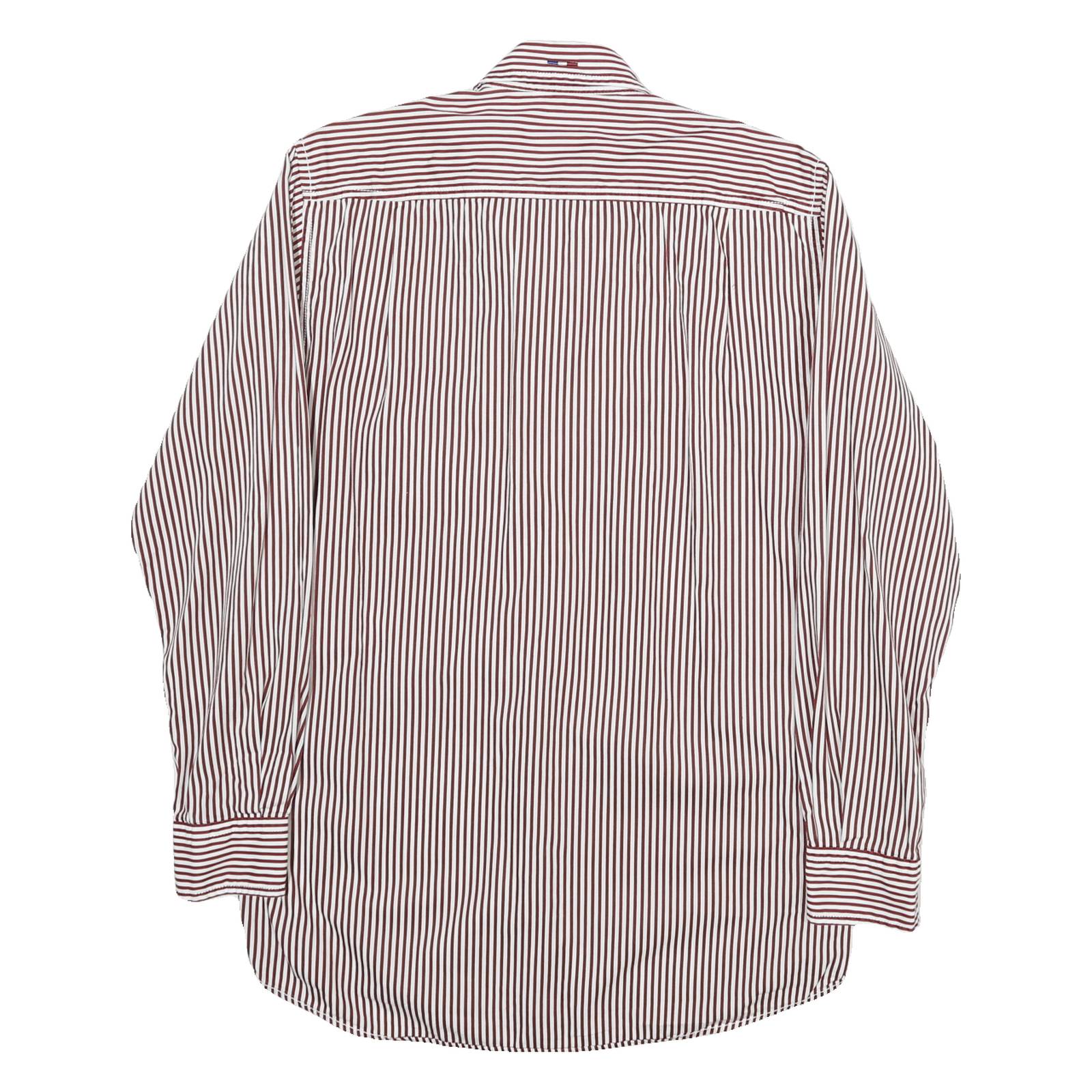 PIERRE CARDIN Mens Red & White Striped Shirt S Cotton Blend Classic Fit