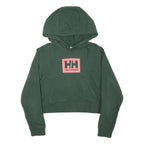 HELLY HANSEN Womens Green Crop Hoodie M Cotton Blend Pullover Casual